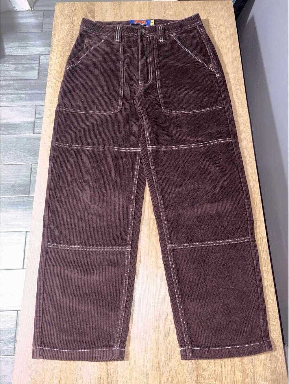 Empyre Corduroy Pants SZ 28 VTG Brown Baggy Loose Skater Y2K Punk 90s